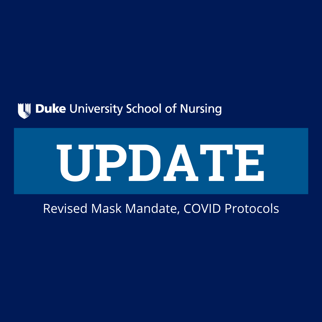 Graphic with school logo and text "update mask mandate and covid protocols"