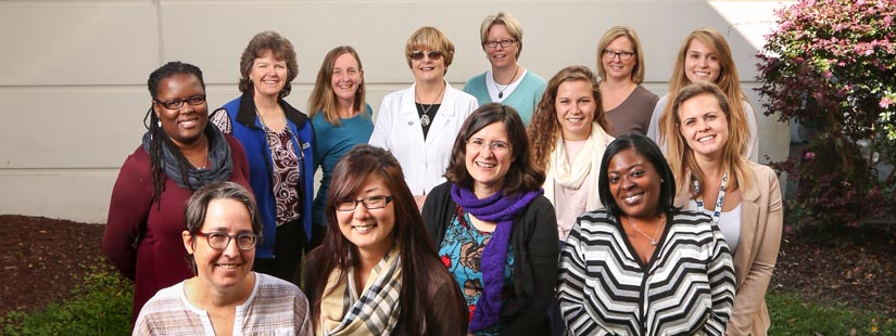 Back row: Charita McCollers, Donna Biederman, Julia Gamble, Bettina Karpathian, Memory Dossenbach, Christine Moody, Micayla Morris. Middle row: Emily Carr (white scarf), Candice Chilton (Duke ID lanyard). Front rows: Sally Wilson, Emily Lybrand, Katherine Ruiz, Tashira McGill.