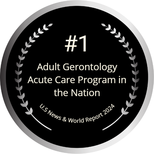 Ranking badge for duke university school of nursing number one Adult Gerontology Acute Care Program in the Nation