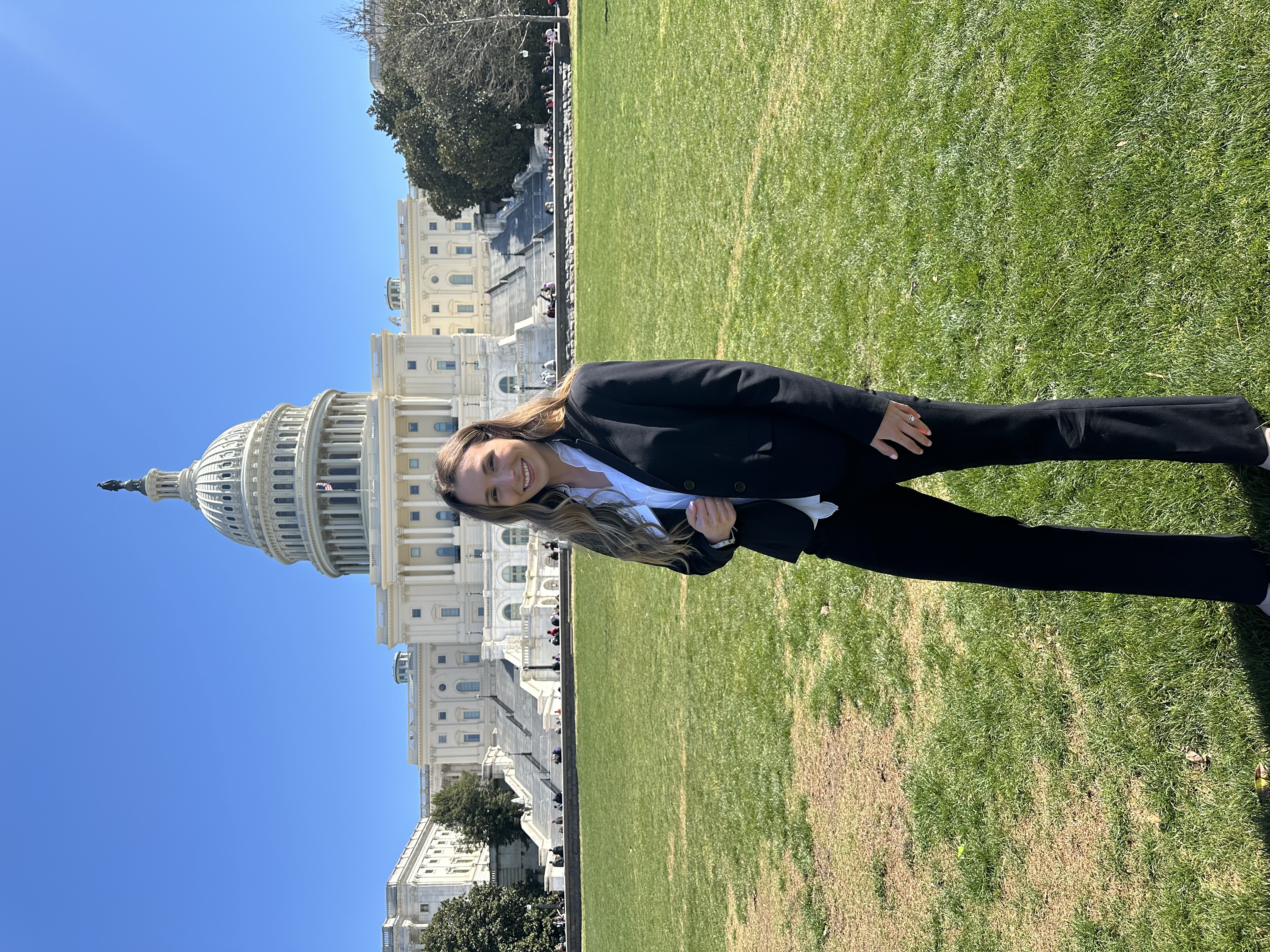 Michelina Schuster in front of the US Capitol