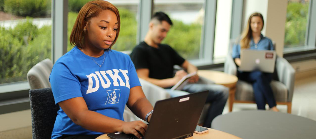 School of Nursing Students working on laptops