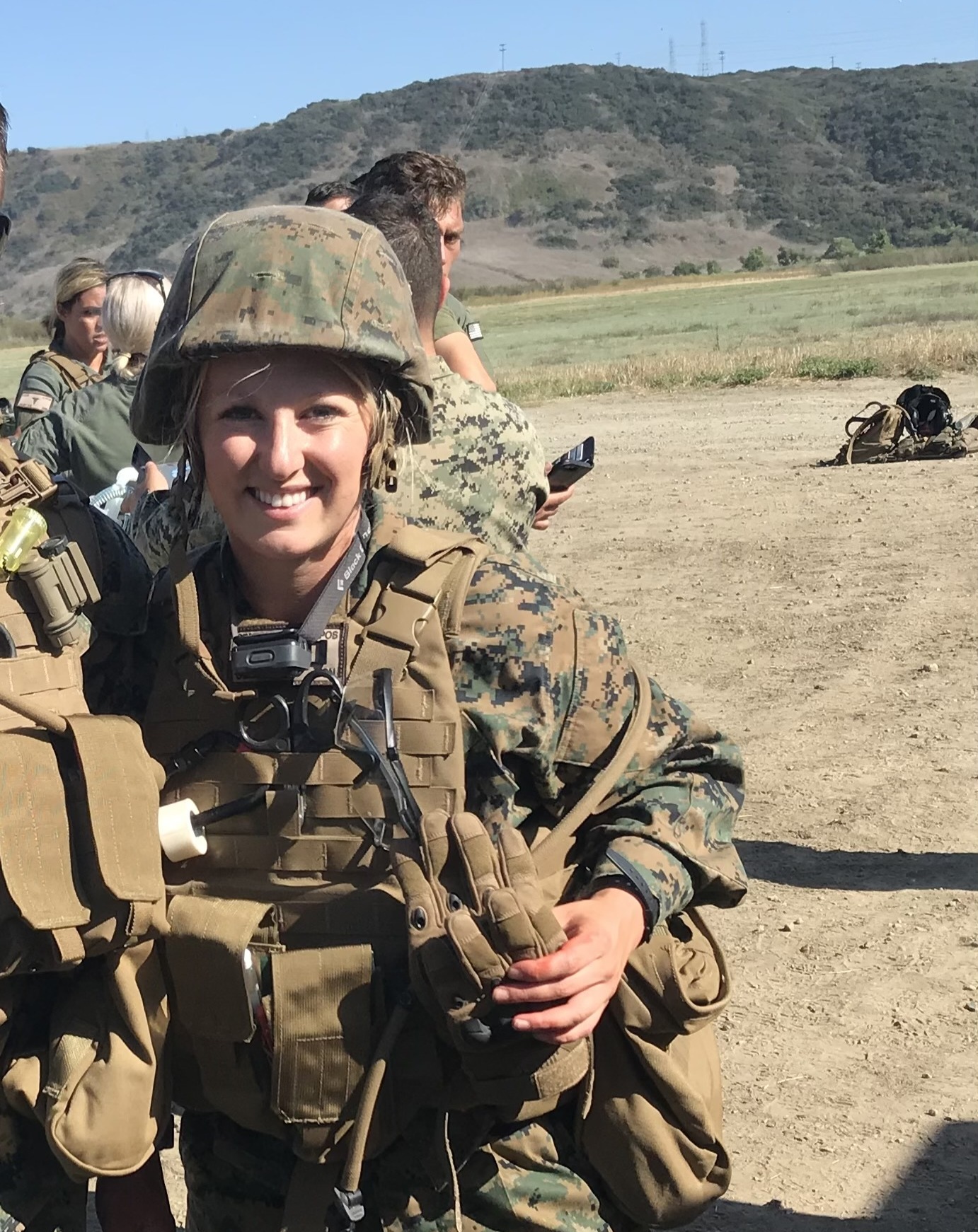 Erika Grattidge in gear as a flight nurse for the United States Marine Corps