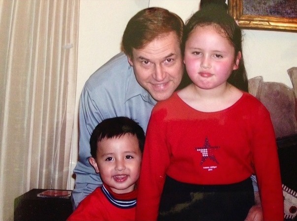 Ivan Kobialka as a child with his father and sister