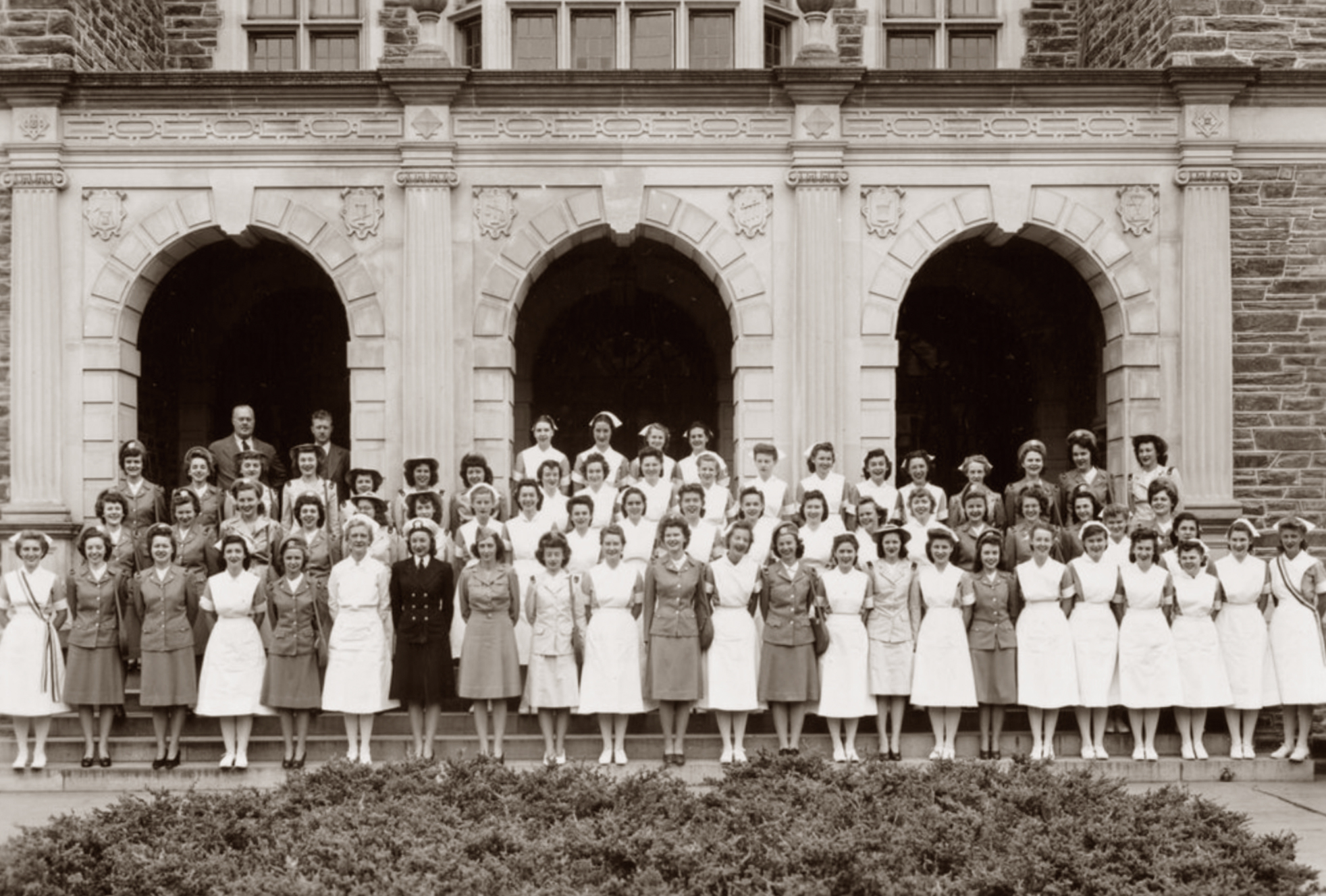 School of Nursing cadet nurses in uniform 1945