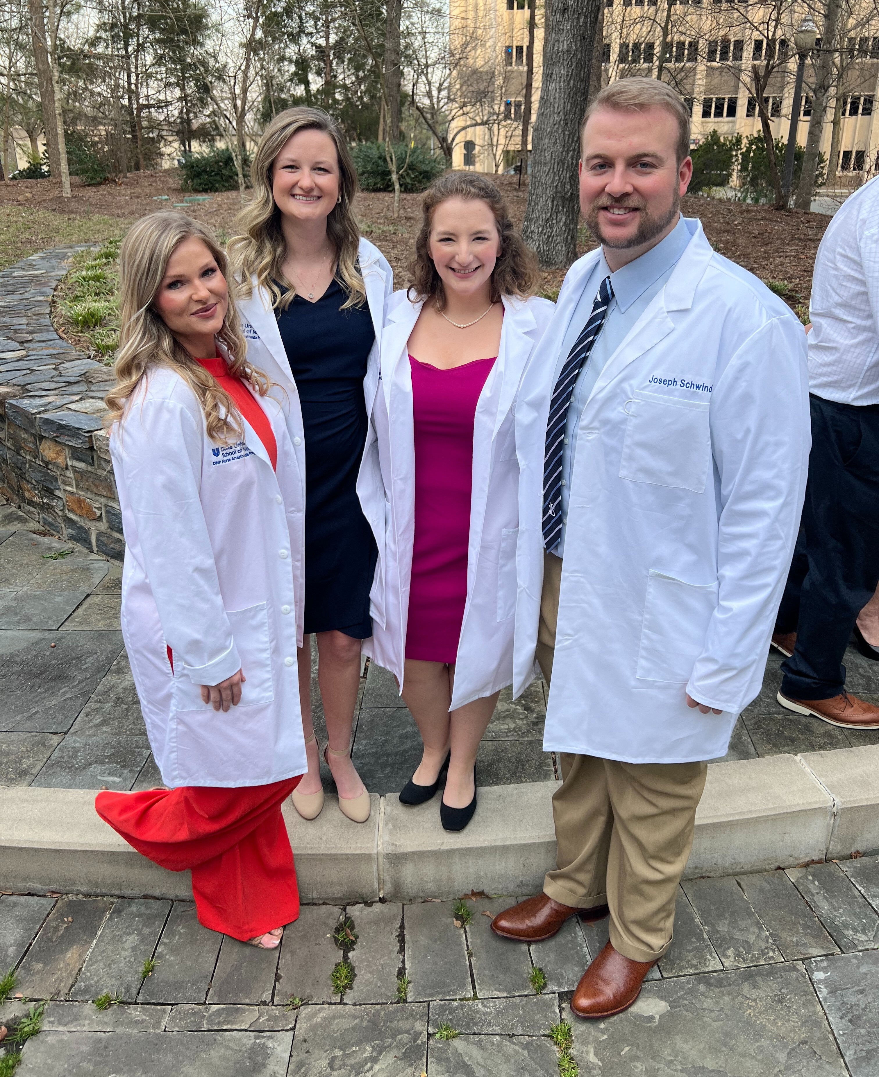 A group of Duke CRNA students standing outside.