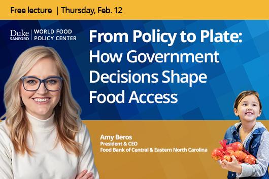 Amy Beros to speak about government decision making and food access
