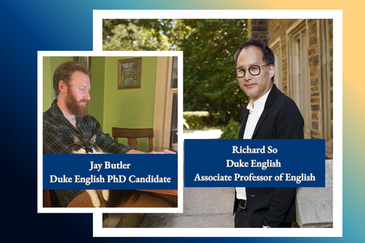 Blue, Green and Yellow background with headshots of Jay Butler and Richard So
