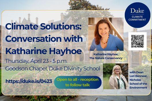 Climate Solutions talk poster for April 23 event