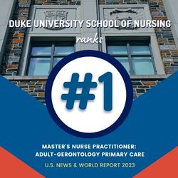 Duke University School of Nursing ranks number one primary care.