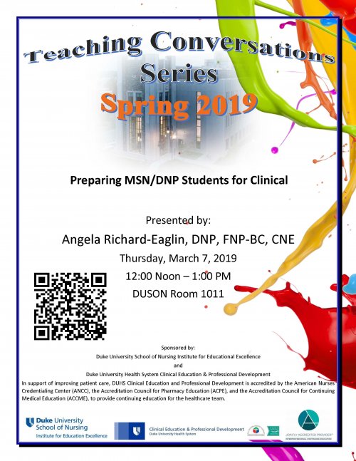 2019 Spring Teaching Conversations Flyer featuring Angela Richard-Eaglin