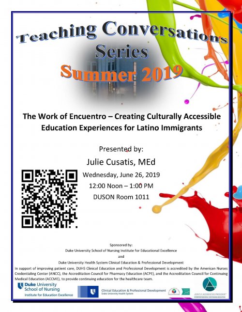 2019 Summer Teaching Conversations Series: The Work of Encuentro Flyer