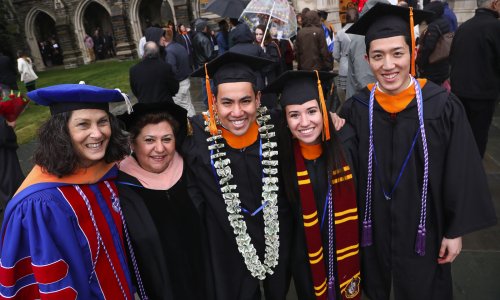 Faculty and students at graduation
