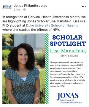 PhD Student Mansfield Featured On Jonas Philanthropies Social Media ...