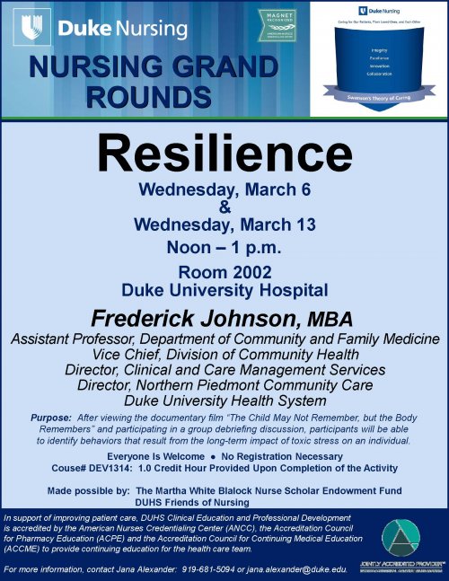 Nursing Grand Rounds Flyer for March Event