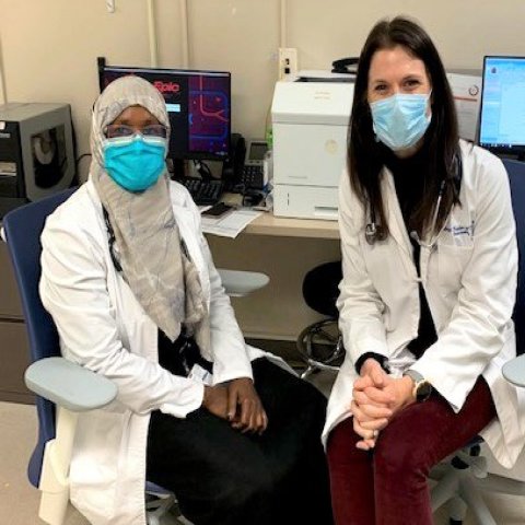 Nurse practitoner Zahra Roble with Dr. Kreider