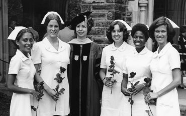 Ruby Wilson posing with graduating nurses