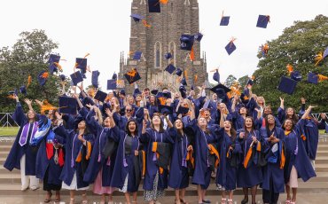 School of Nursing Spring 2025 Graduates on the steps of Duke Chapel