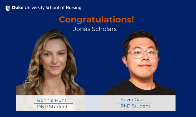 Jonas Scholar recipients Bonnie Hunt and Kevin Gao