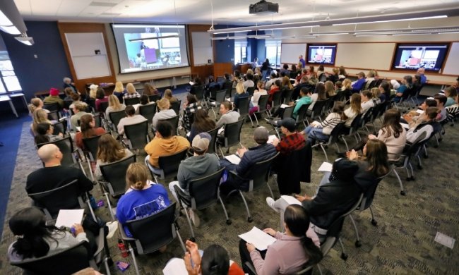 Nursing students in a classroom