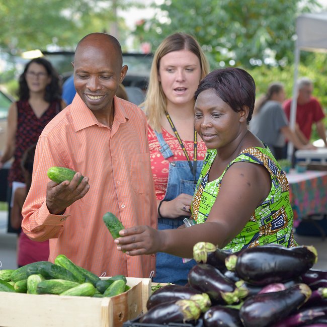 People at a market