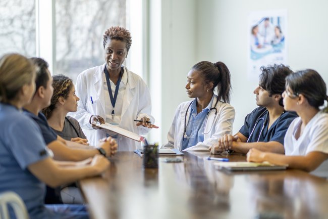 Group of nurses at a table
