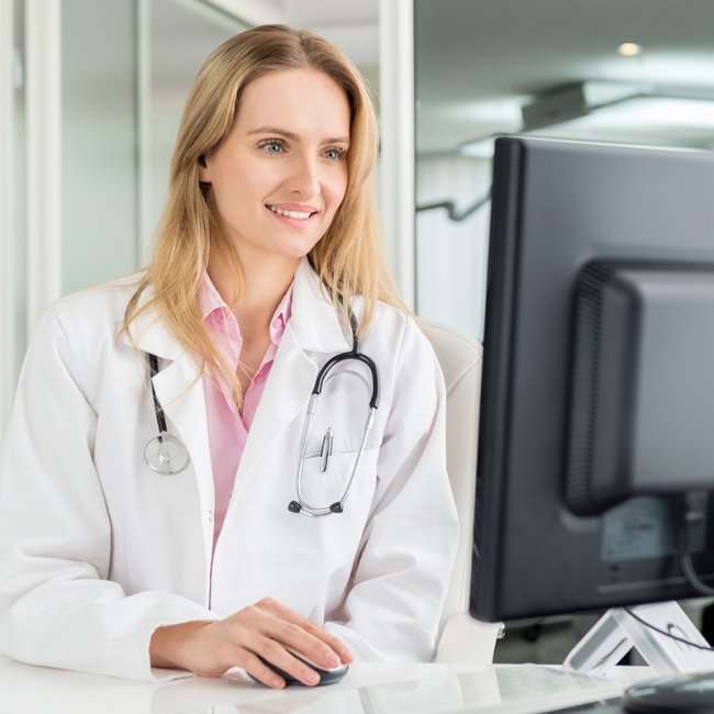Nurse at a computer