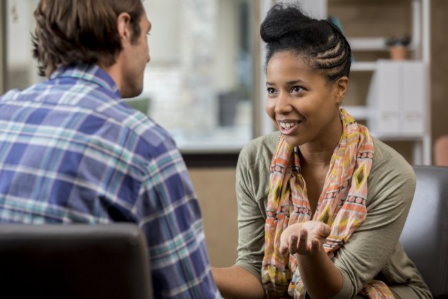 female male counseling session