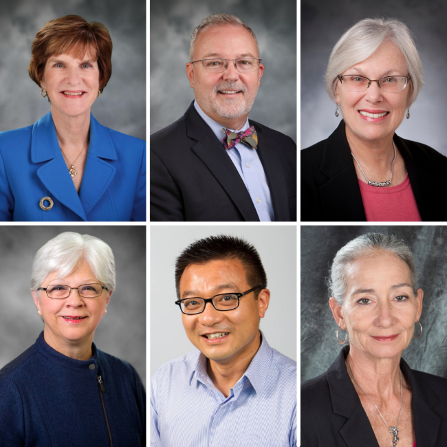headshots of marion broome, michael relf, marilyn oermann, debra brandon, xiao hu and julee waldrop
