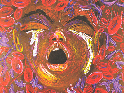 painting of woman crying
