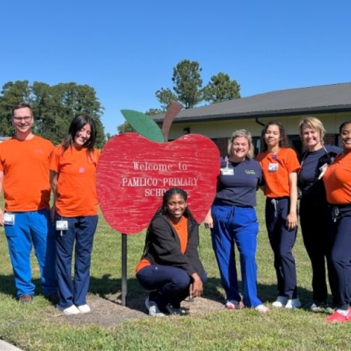 Students and clinical instructors at Pamlico County Schools