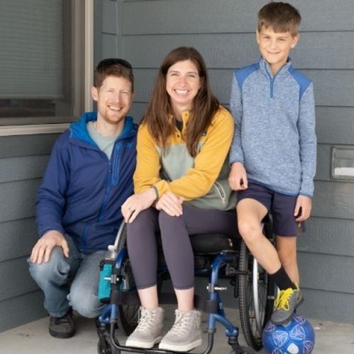 Vanessa Cameron with husband (left) and son (right)